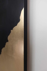 Gold leaf-painted wall-mounted oak panel photo detail