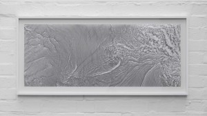 Photogram of turbulent water ripples and waves within a wall-mounted frame