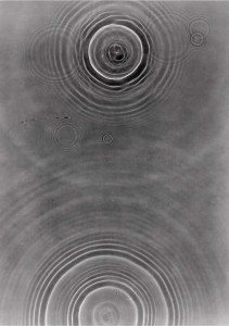 Ripples in water surface emanating from water drops