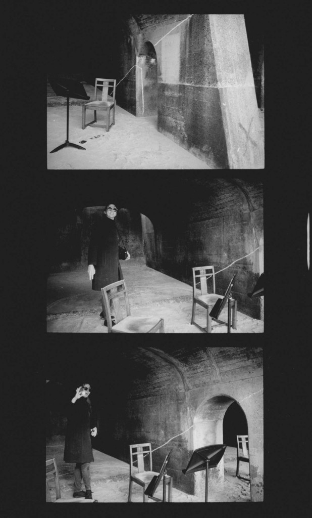 A black and white film strip showing a series of portraits of Kate