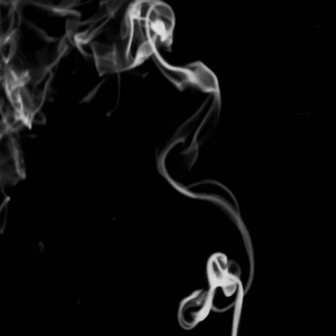 Haiku No. 1, Smoke film still shows a flume of smoke swirling upwards
