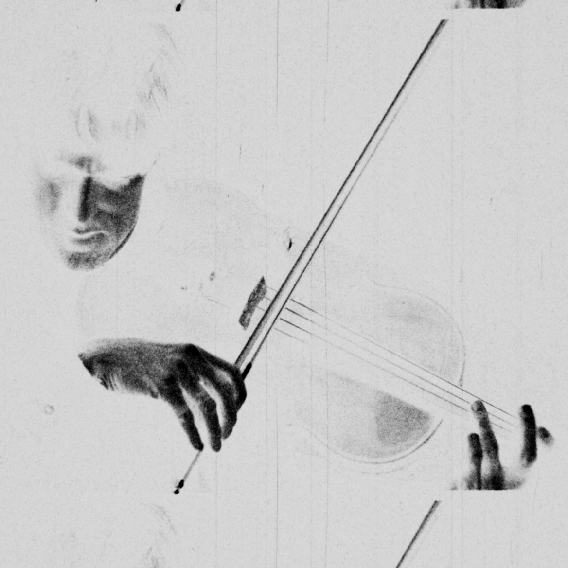 Tempo Adagio film still shows a solarised image of a violinist playing