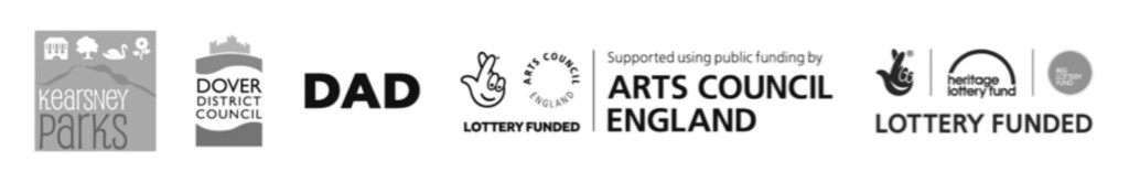 Supporting logos: Kearsney Parks, Dover District Council, Dover Arts Development (DAD), Arts Council England, Lottery Funded: Heritage Lottery Fund.