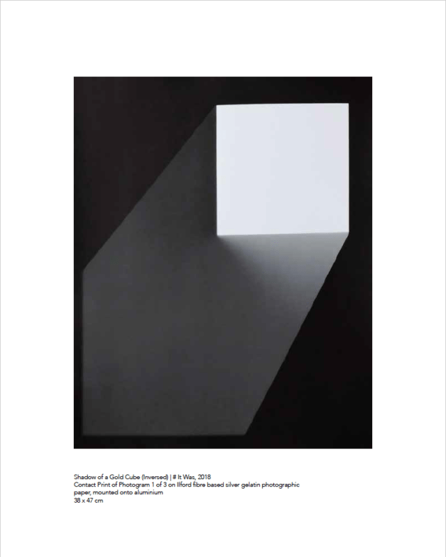 Page of SURFACE Catalogue - featuring artwork "Shadow of a Gold Cube" by Kate Beaugié