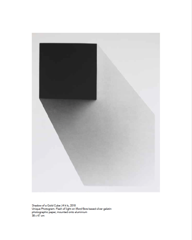 Page of SURFACE Catalogue - featuring artwork "Shadow of a Gold Cube | Inverted" by Kate Beaugié